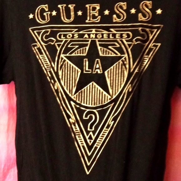 Black & gold guess men's short sleeve t-shirt.(size L) - Picture 3 of 5
